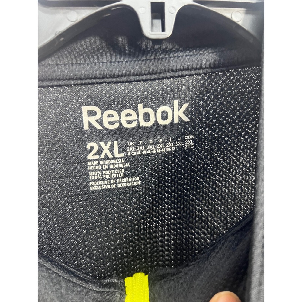 Reebok Mens 2XL Quarter Zip Pullover Black Neon Yellow Athletic Training Top